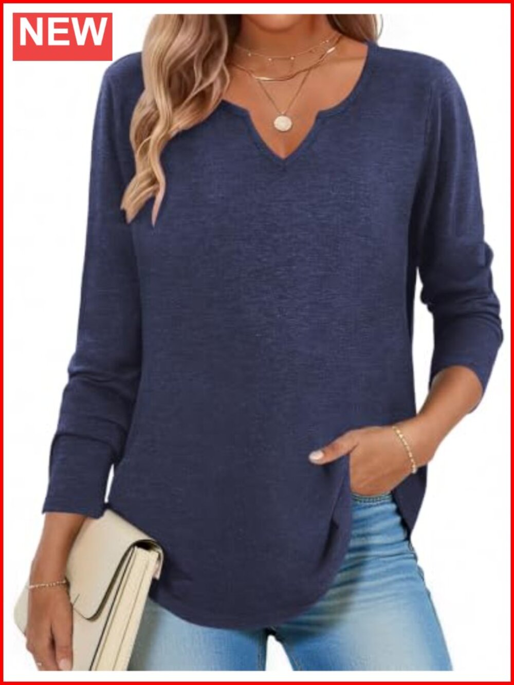 Zeagoo Women's Long Sleeve V-Neck Tunic Top Casual Fall Blouse